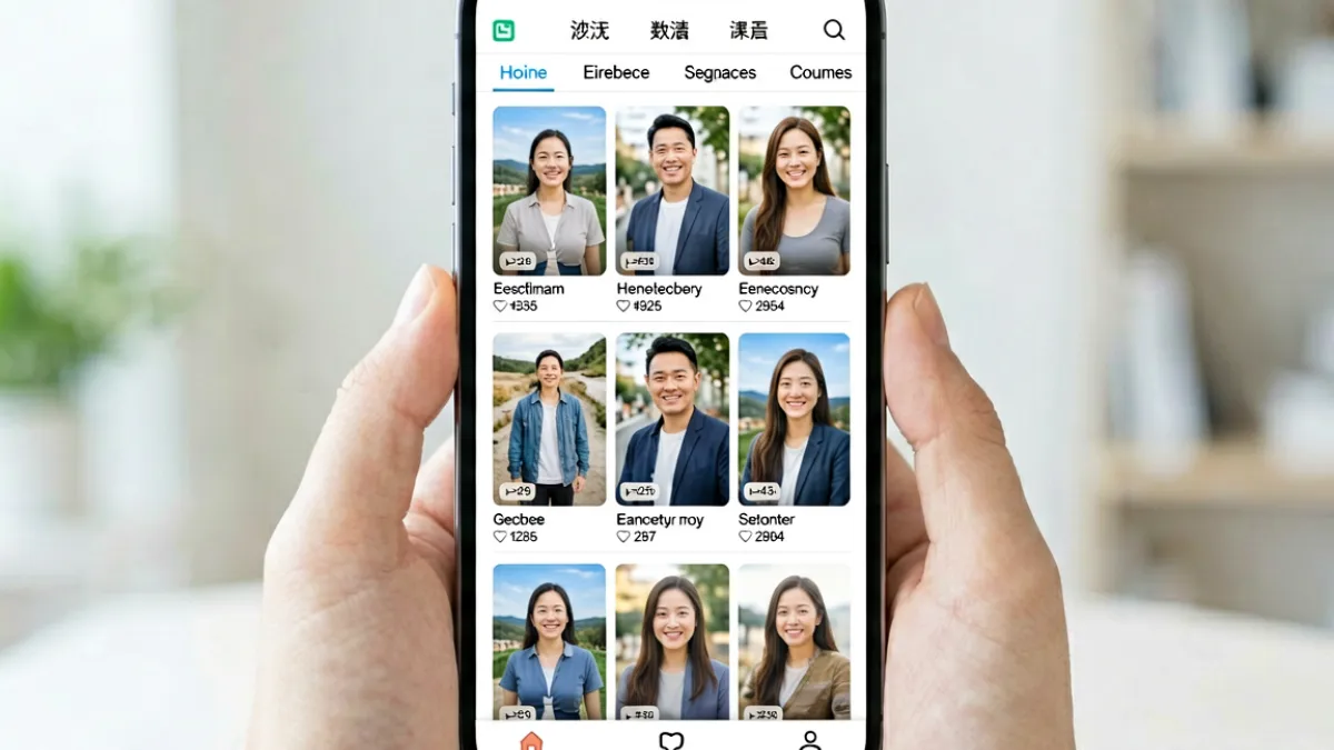 啪啪视频平台界面示意图，展示短视频信息流布局与内容分类标签导航